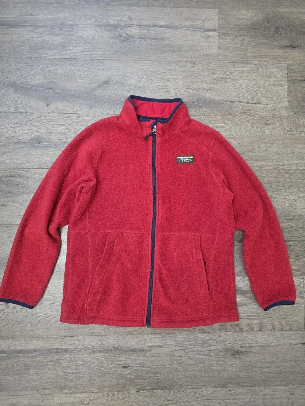 L.L. Bean Full Zip Fleece Jacket Youth Large 14-16 Red Burgandy